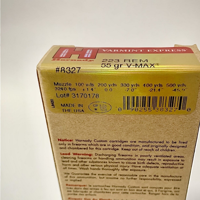 HORNADY kal.223Rem V-Max 55grs/3,56g