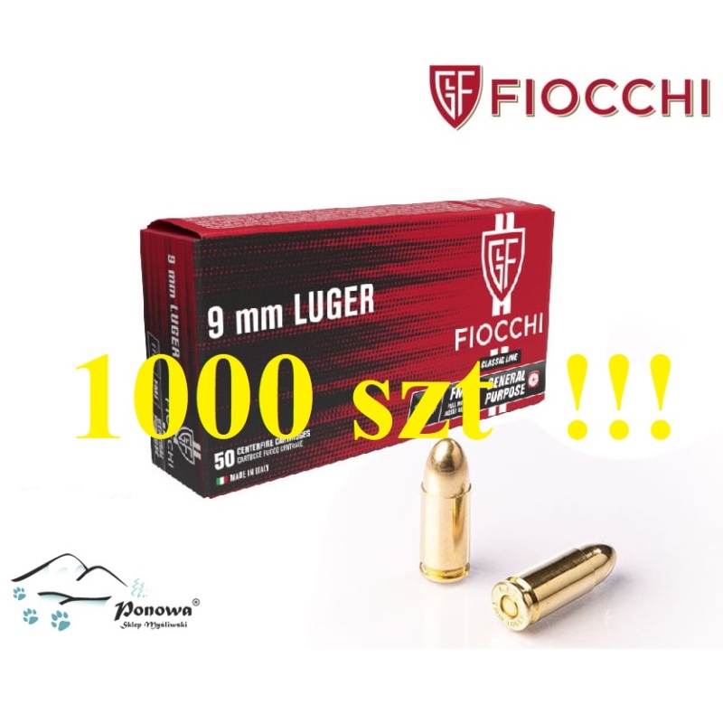 Amunicja  kal.9mm FIOCCHI FMJ  8g/124gr / PROMOCJA 1000 Szt za 1090zł